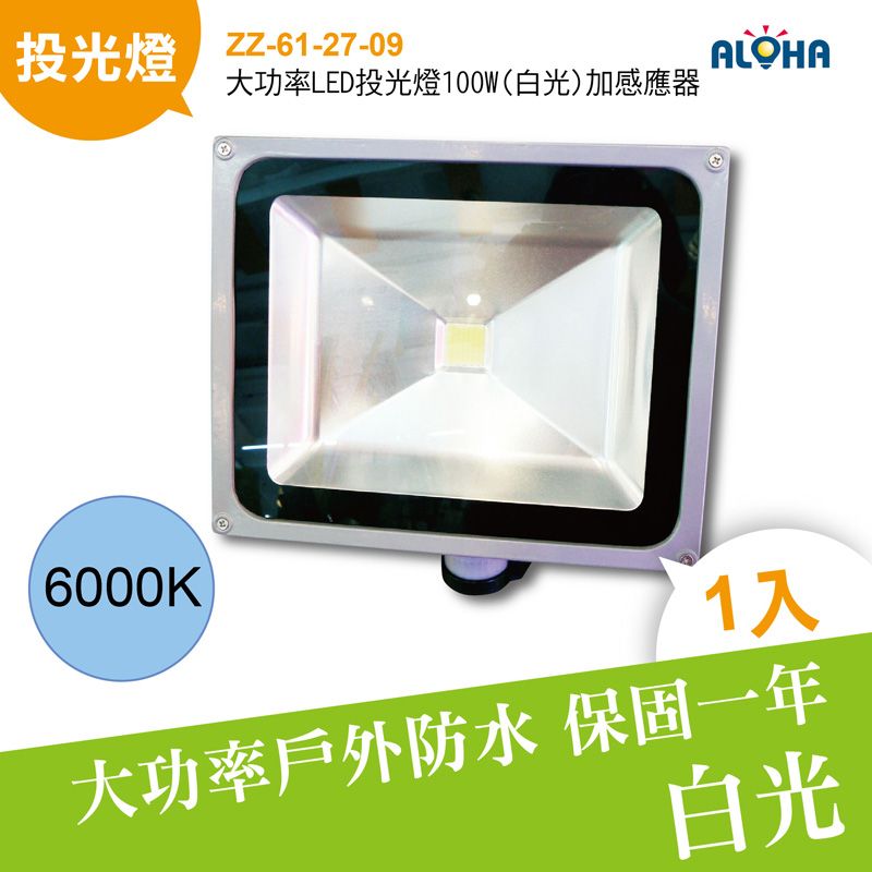 大功率LED投光燈100W(白光)加感應器